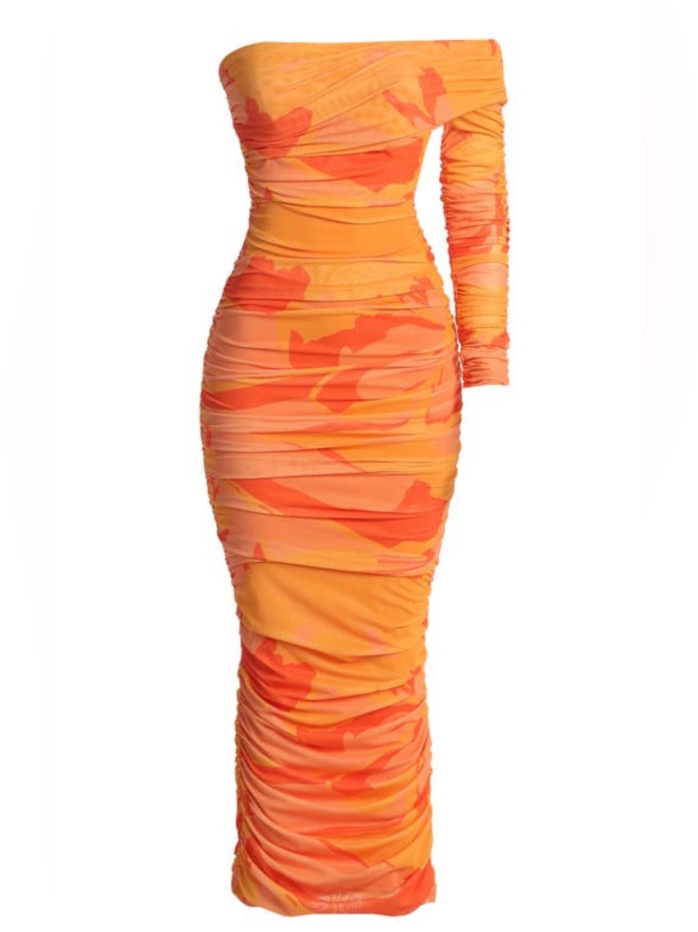 JLUXLABEL Capri Ruched Off-The-Shoulder Long Sleeve Body Con Dress NET SIZE S